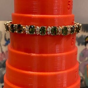 Elegant Gold Tone  and Green Crystal Bracelet